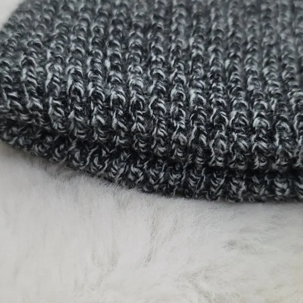 American Eagle Black Marbled Waffle Knit Beanie NEW Unisex Slouchy Winter Hat OS